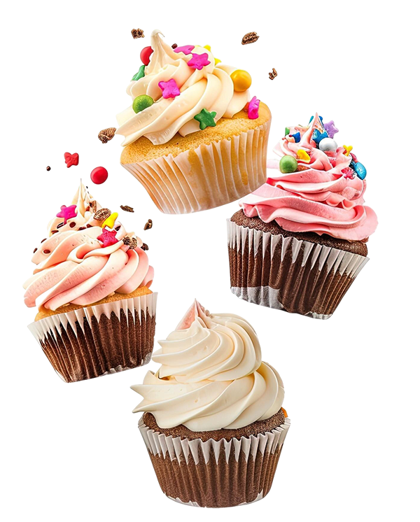cupcakes are floating white background no shadow stylize 50 job id d06b357260ac456bba95b09dbc3c